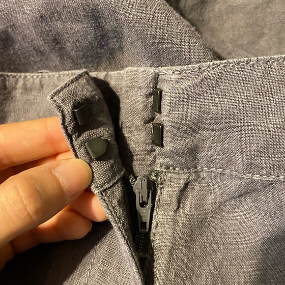 Eileen Fisher 100% Organic Linen Gray Dapple Cropped Cargo Pants 14 - Picture 4 of 7